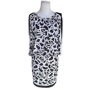 〰️Cache Black & White Dress〰️